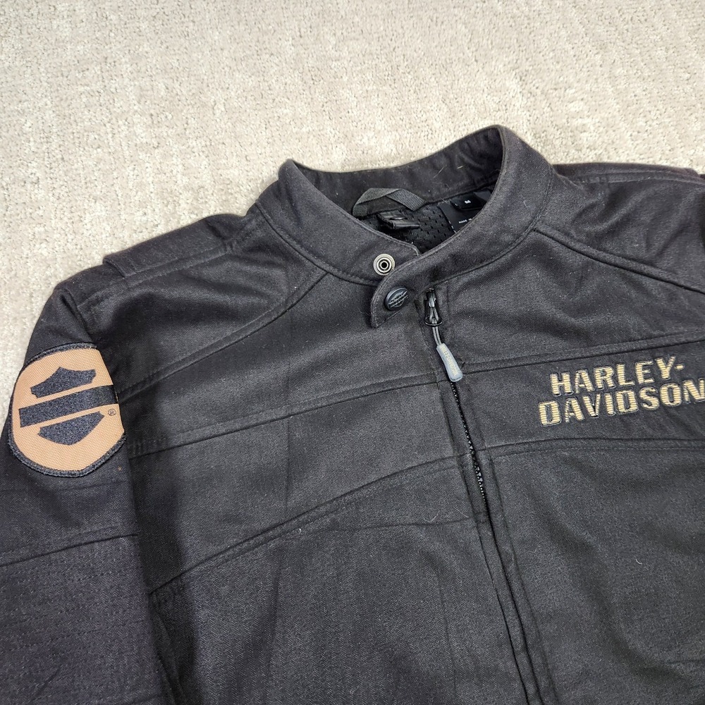 Harley Davidson Riding Jacket Men Medium Parkside Racer Fleece Lined Black DWR - Picture 8 of 9